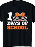 Men's T-Shirt Basketballs Doing Handstands Celebrating One Hundred Days Of School