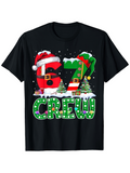 Men's T-Shirt Festive Christmas Hat Lights And Snow Crew Shirt