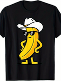 Men's T-Shirt Cool Banana Character Wearing Cowboy Hat Sunglasses And Confident Pose Banana