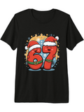 Men's T-Shirt Festive Cartoon Santa Hat Numbers Surrounded By Snowflakes And Stars Number
