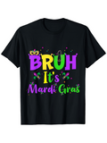 Men's T-Shirt Bruh Its Mardi Gras Festive Colors With Confetti And Carnival Mask T Shirt