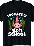 Men's T-Shirt One Hundred Days Is Alotl With Axolotl In Cute Aquatic Plants