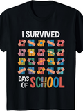 Men's T-Shirt I Survived Colorful Erasers And Vibrant Letters School