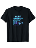 Men's T-Shirt Aura Energy Neon Glowing Digital Battery Bar With Percentage Display