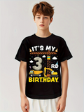 Men's T-Shirt Its My Third Birthday With Trucks And Construction Theme Shirt