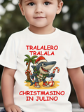 Men's T-Shirt Tralalero Tralala Shark In Santa Hat With Palm Trees And Candy Canes