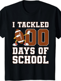Men's T-Shirt I Tackled One Hundred Days Of School With Cartoon Football Character