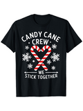 Men's T-Shirt Candy Cane Crew With Striped Heart Surrounded By Snowflake Candy Cane