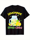 Men's T-Shirt Lemonade Stand Crew Refreshing Drink With Citrus Fruits And Blossoms Glass Jar