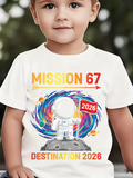 Men's T-Shirt Mission 67 Astronaut With Swirling Colorful Galactic Vortex Standing On Moon