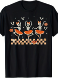 Men's T-Shirt Dancing Skeletons In Halloween Tutus With Pumpkins And Bats Costume T Shirt