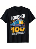 Men's T-Shirt I Crushed 100 Days Of School With Blue Train And Colorful Confetti