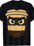 Men's T-Shirt Angry Face Cartoon Coffee Cup With Bold Graphic Belt