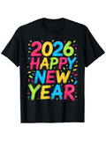 Men's T-Shirt 2026 Happy New Year Colorful Pattern Confetti Festive Event Celebration T Shirt