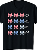 Men's T-Shirt Cute Pink And Blue Bows Math Puzzle On Black