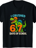 Men's T-Shirt I Crushed Sixty Seven Days Of School With Cartoon Dinosaur