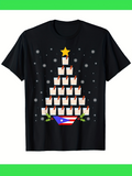 Men's T-Shirt Christmas Snowflakes With Puerto Rican Flag Cups Arranged In Tree Pattern