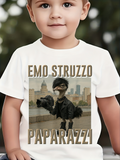 Men's T-Shirt Cityscape With Leather Jacket Emo Ostrich Paparazzi Camera