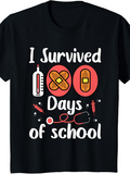Men's T-Shirt I Survived 100 Days Of School With Medical Tools And Colorful Bandages