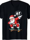 Men's T-Shirt Playful Santa Riding On Skateboard With Festive Outfit Santa Claus