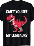 Men's T-Shirt Cant You See My Leg Dinosaur Surrounded By Playful Cartoon Red Dinosaur