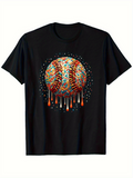Men's T-Shirt Colorful Abstract Splatter Patterns Surrounding A Dripping Baseball