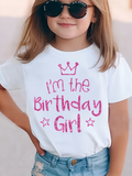 Men's T-Shirt Im The Birthday Girl Hand Drawn Pink Crown Graphic Tee