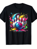 Men's T-Shirt Vivid Swirling Colors With Dynamic Splashes Around A Bowling Ball