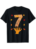 Men's T-Shirt Autumn Leaves With Orange Number Seven Hand And Falling Symbols