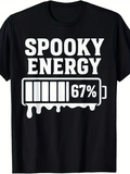 Men's T-Shirt Spooky Energy Melting Battery Graphic With Dripping Percentage Design T Shirt