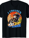 Men's T-Shirt I Crushed 100 Days Of School With Motorbike Rider In Desert Scene