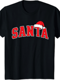 Men's T-Shirt Santa Bold Lettering With Festive Red And White Santa Hat