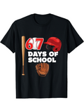 Men's T-Shirt Sixty Seven Days Of School With A Bat Glove And Baseball Helmet