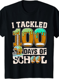 Men's T-Shirt I Tackled One Hundred Days Of School With Football Helmet And Painted Numbers
