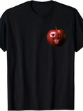 Men's T-Shirt Playful Red Apple With Smiling Face Tongue Out Apple