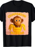 Men's T-Shirt Chimpanzini With Smiling Cartoon Monkey And Banana Fruit Art