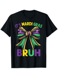 Men's T-Shirt Its Mardi Gras Bruh Shiny Metallic Ribbon With Festive Carnival Bow
