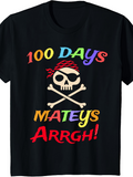 Men's T-Shirt One Hundred Days Colorful Lettering With Pirate Skull Wearing Bandana