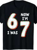 Men's T-Shirt Now I Am Seven Festive Stripe Number Birthday Tee