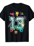 Men's T-Shirt Cracked Number Surrounded By Lightbulb Science Icons Number