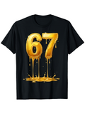 Men's T-Shirt Golden Metallic Dripping Number Seventy Seven Design