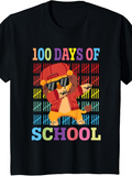 Men's T-Shirt 100 Days Of School Colorful Tallies With Dabbing Cool Lion