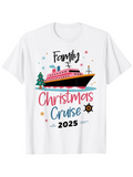 Men's T-Shirt Family Christmas Cruise With Pink Ship And Festive Decorations