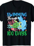 Men's T-Shirt Swimming Through Ocean Coral Reefs With Splashing Water Sea Turtle