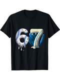 Men's T-Shirt Sporty Dripping Baseball Number With Blue Glove Graphic