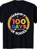 Men's T-Shirt Happy 100 Days With Colorful Stars And Pencils School