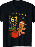 Men's T-Shirt Playful Christmas Gingerbread With Presents And Sparkling Surprise Gift