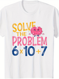 Men's T-Shirt Solve The Problem With Pink Sprinkles Donut And Blue Numbers