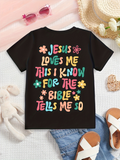 Men's T-Shirt Jesus Loves Me This I Know Colorful Flowers And Playful Typography T Shirt