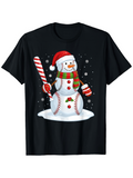 Men's T-Shirt Festive Holiday Snow With Baseball Bat Snowman